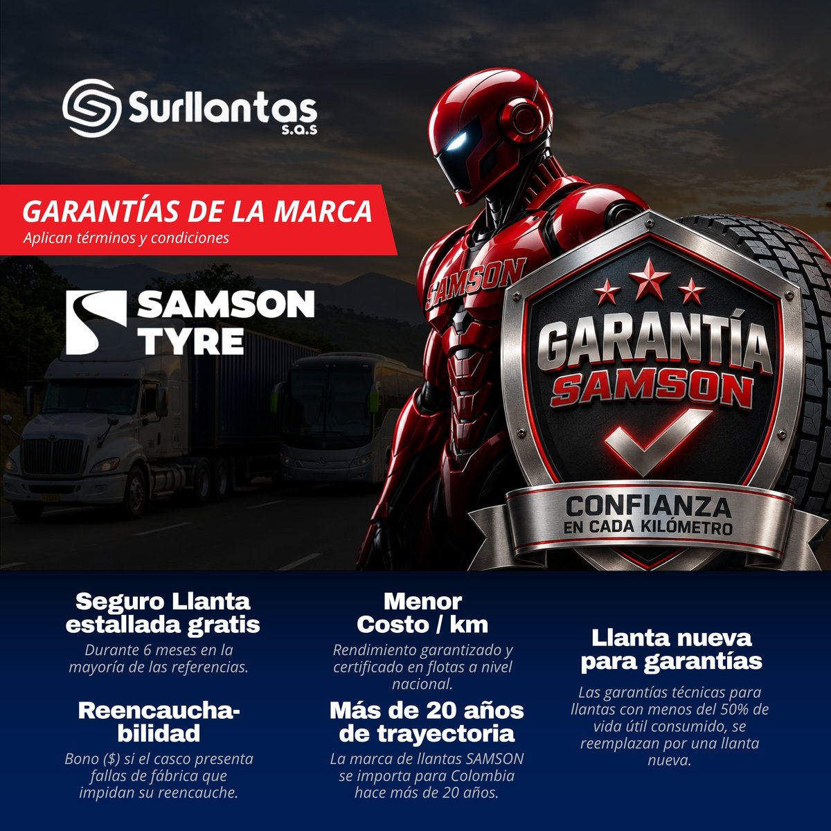Condiciones de la garantía de llantas Samson